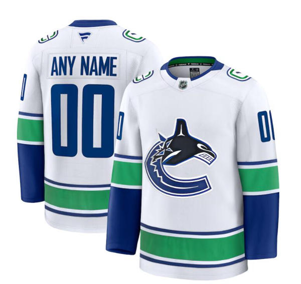 Men's Youth Vancouver Canucks Custom Fanatics Away White Authentic Player Jersey